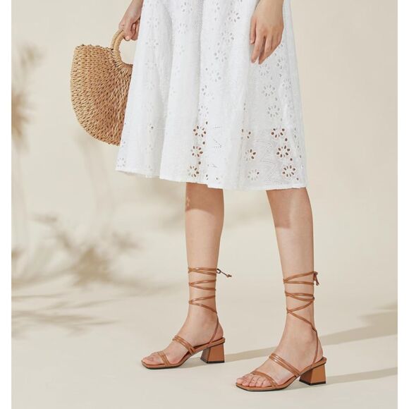 👡 Arromic Lace-Up Block Heel Sandals Brown – Size 6 – NEW - Picture 2 of 6